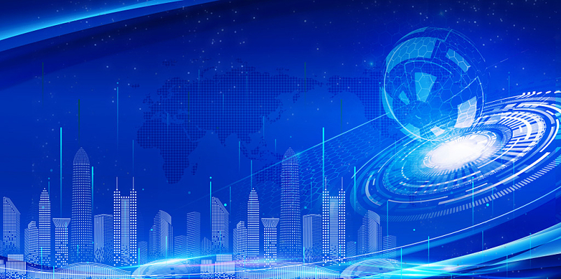 藍(lán)色科技感科技地球科技時(shí)代網(wǎng)絡(luò)科技展板背景